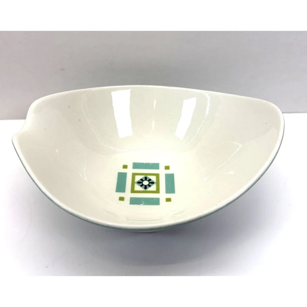 Ben Seibel Iroquois Bombay Green Oval Soup/Cereal Bowl w/ Spoon Rest Atomic HTF